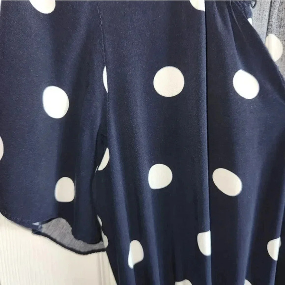 Loft brand navy blue dress‎ with white Polka Dots - Picture 3 of 12